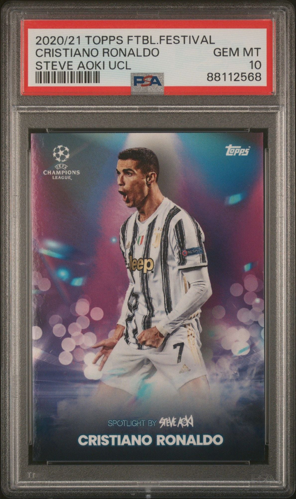 Graded 2021 Topps Football Festival Cristiano Ronaldo #NNO Steve Aoki UEFA Champions League Soccer Card PSA 10 Gem Mint