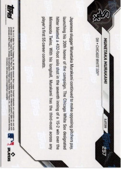 2026 Topps Now Munetaka Murakami #257 Foilfractor 1/1 20 Home Runs Are Most For Rookie Before June Since 1901 Chicago White Sox Rookie RC Baseball Card