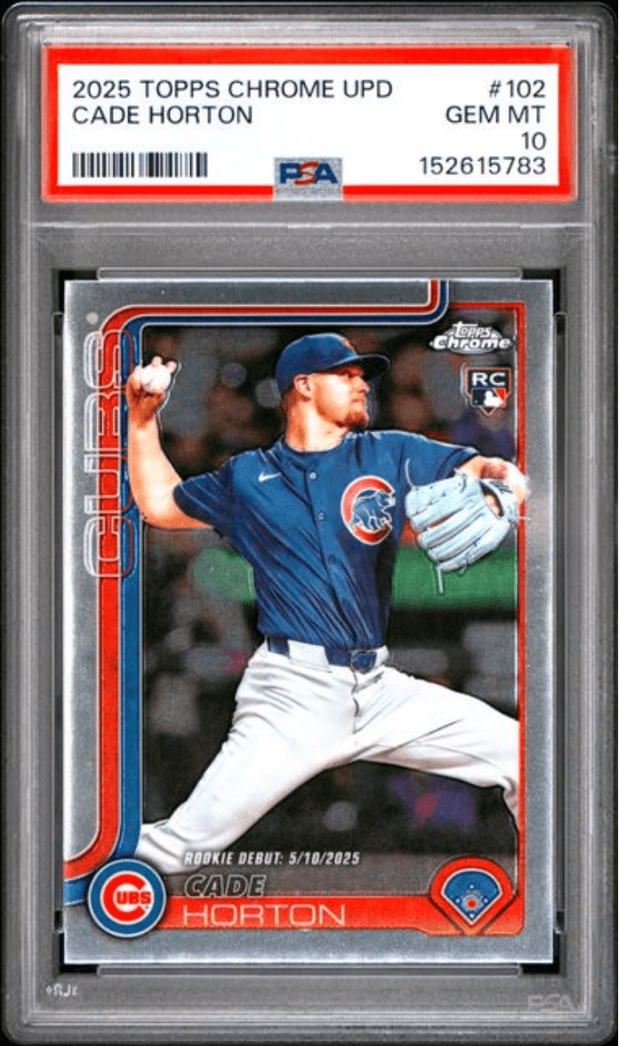 Graded 2025 Topps Chrome Update Cade Horton #102 Rookie RC Baseball Card PSA 10 Gem Mint