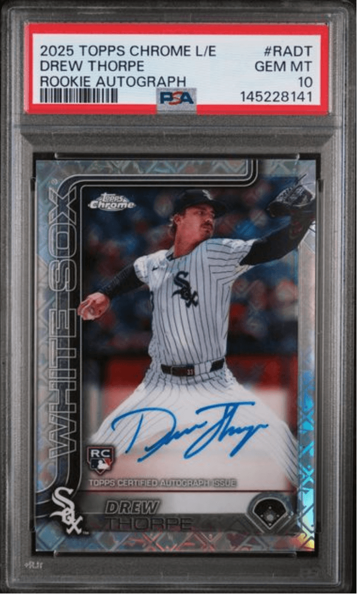 Graded 2025 Topps Chrome Logofractor Edition Drew Thorpe #RAFT Rookie Autograph Rookie RC Baseball Card PSA 10 Gem Mint