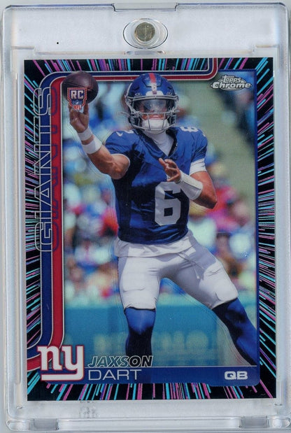 Graded 2025 Topps Chrome Jaxson Dart #306 Neon Pulse Refractor Rookie RC Football Card
