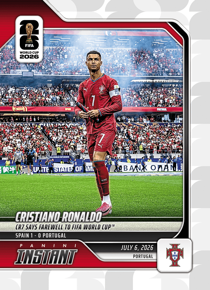 2026 Panini Instant FIFA World Cup Cristiano Ronaldo #214 CR7 Says Farewell to FIFA World Cup Portugal Soccer Card