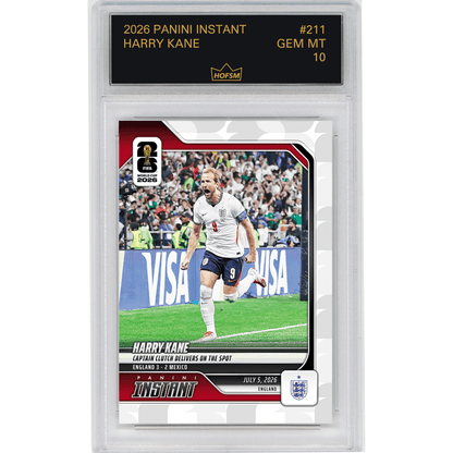 Graded 2026 Panini Instant FIFA World Cup Harry Kane #211 Captain Clutch Delivers on the Spot England Soccer Card HOFSM 10 Gem Mint