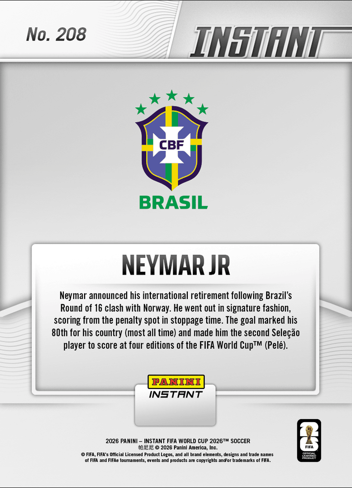 2026 Panini Instant FIFA World Cup Erling Haaland #205 Striking Viking Vanquishes Brazil with Brace Norway Soccer Card