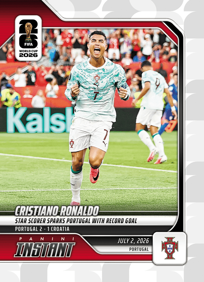 2026 Panini Instant FIFA World Cup Cristiano Ronaldo #192 Star Scorer Sparks Portugal with Record Goal Portugal Soccer Card