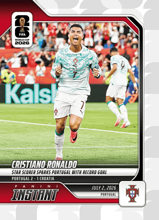 2026 Panini Instant FIFA World Cup Cristiano Ronaldo #192 Star Scorer Sparks Portugal with Record Goal Portugal Soccer Card