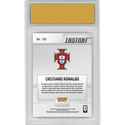 Graded 2026 Panini Instant FIFA World Cup Cristiano Ronaldo #192 Star Scorer Sparks Portugal with Record Goal Portugal Soccer Card HOFSM 10 Gem Mint