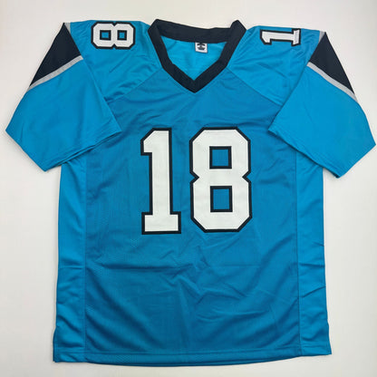 Autographed/Signed Jalen Coker Carolina Blue Football Jersey Beckett BAS COA