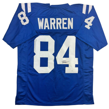 Autographed/Signed Tyler Warren Indianapolis Blue Football Jersey JSA COA