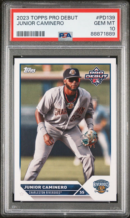 Graded 2023 Topps Pro Debut Junior Caminero #PD139 Rookie RC Baseball Card PSA 10 Gem Mint
