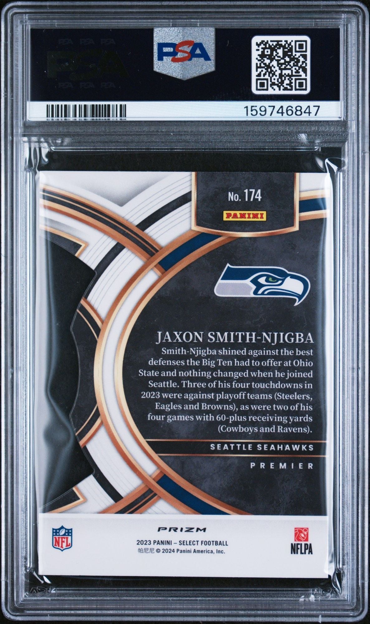 Graded 2023 Panini Select Jaxon Smith Njigba #173 Die-Cut Black & Red Prizm Rookie RC Football Card PSA 10 Gem Mint