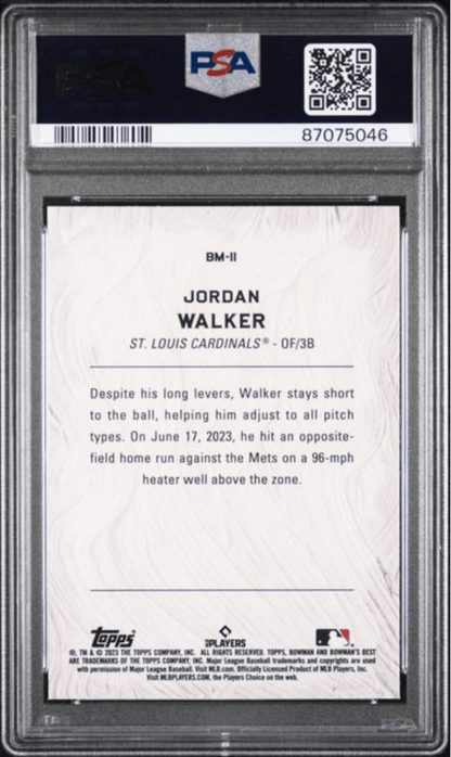 Graded 2023 Topps Bowmans Best Jordan Walker #BM11 Masterpieces Rookie RC Baseball Card PSA 10 Gem Mint