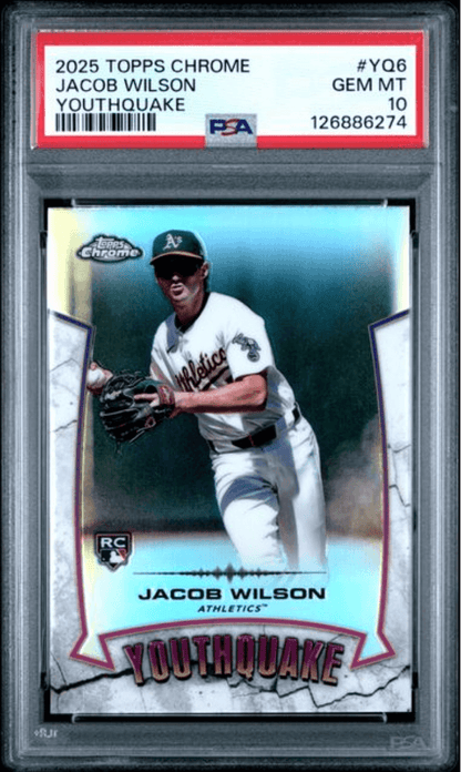 Graded 2025 Topps Chrome Jacob Wilson #YQ6 Youthquake Rookie RC Baseball Card PSA 10 Gem Mint