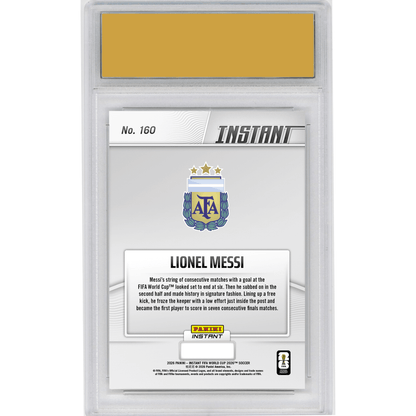 Graded 2026 Panini Instant FIFA World Cup Lionel Messi #160 More History For Marvelous Messi Argentina Soccer Card HOFSM 10 Gem Mint