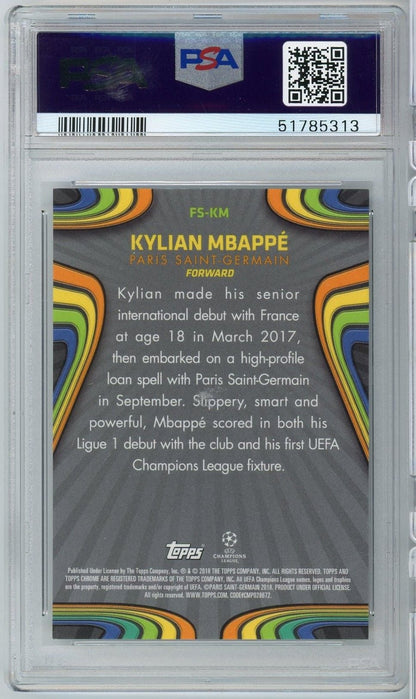 Graded 2017 Topps Chrome UEFA Kylian Mbappe #FS-KM Champions League Future Stars Soccer Card PSA 10 Gem Mint