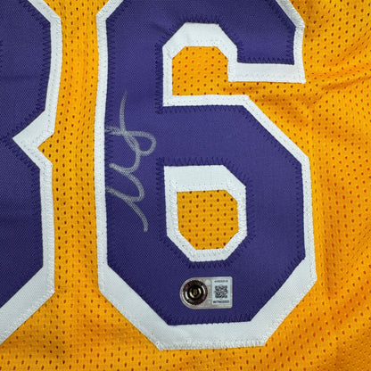 Autographed/Signed Marcus Smart Los Angeles Yellow Basketball Jersey Beckett BAS COA