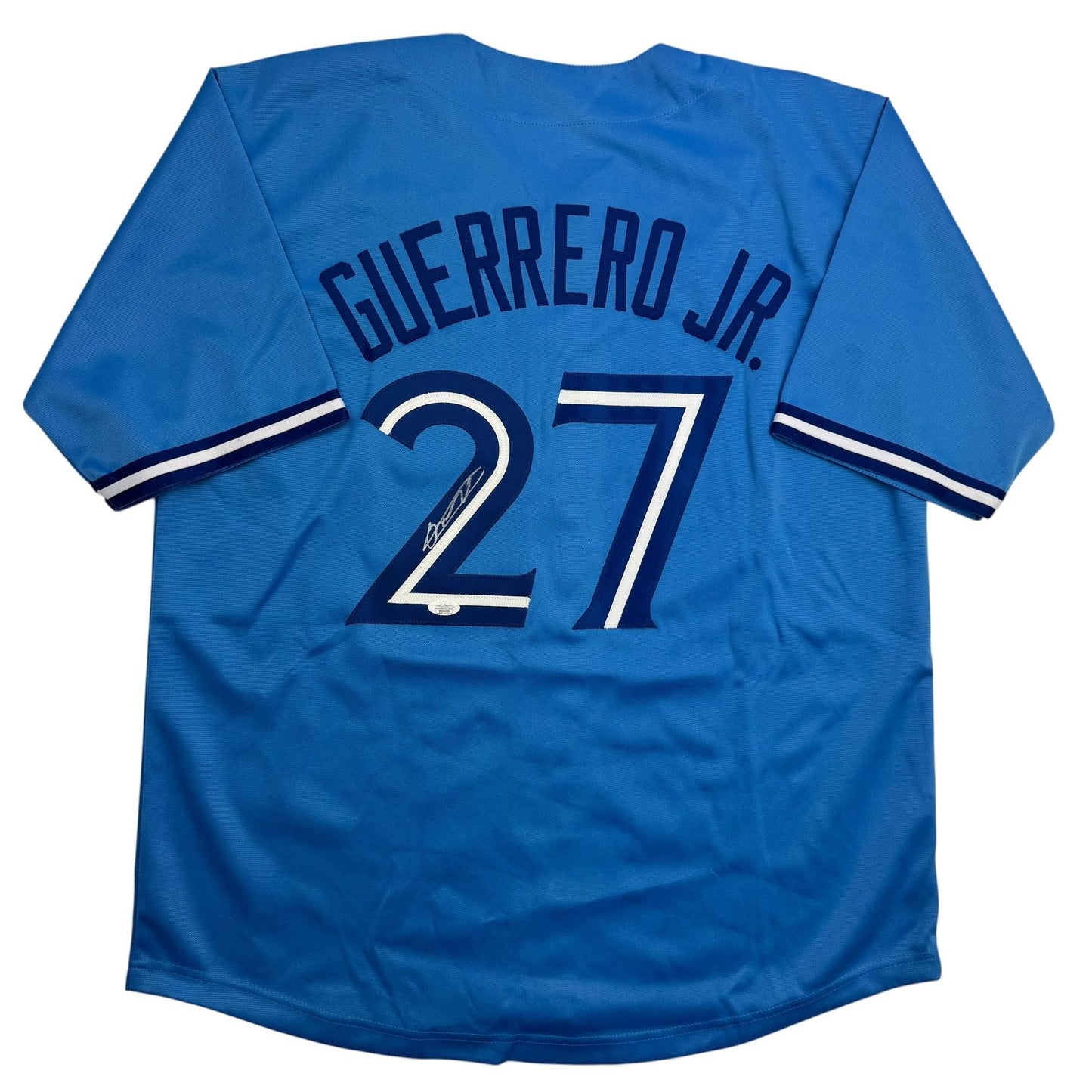 Autographed/Signed Vladimir Guerrero Jr. Toronto Blue Baseball Jersey JSA COA