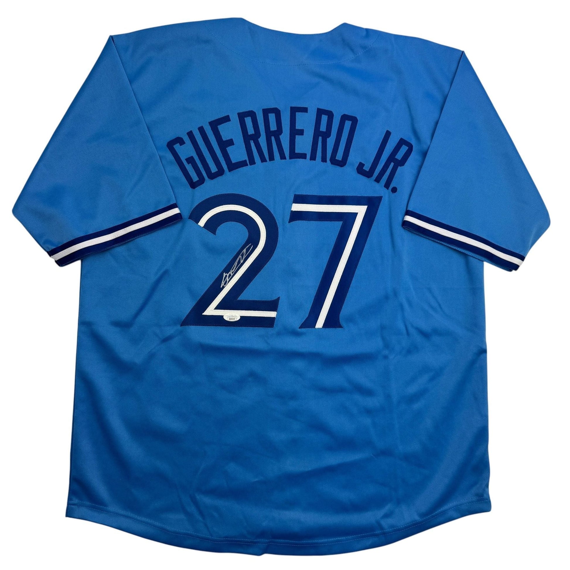 Autographed/Signed Vladimir Guerrero Jr. Toronto Blue Baseball Jersey JSA COA
