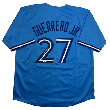 Autographed/Signed Vladimir Guerrero Jr. Toronto Blue Baseball Jersey JSA COA