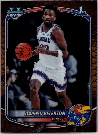 2025 Topps Bowman U Chrome Darryn Peterson #BCP2 Reptilian Refractor Kansas Jayhawks Rookie RC Basketball Card 