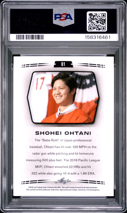 Graded 2018 Leaf Shohei Ohtani #01 Retail Rookie RC Baseball Card PSA 10 Gem Mint