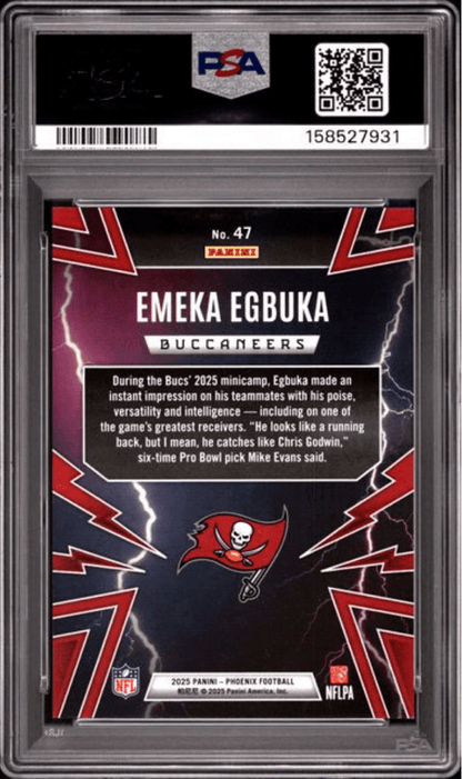 Graded 2025 Panini Phoenix Emeka Egbuka #47 Thunderbirds Rookie RC Football Card PSA 10 Gem Mint