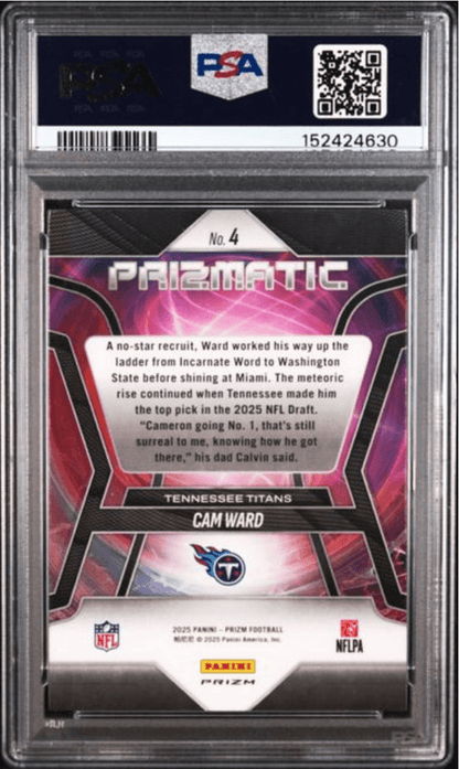 Graded 2025 Panini Prizm Cam Ward #4 Prizmatic Silver Prizm Rookie RC Football Card PSA 10 Gem Mint