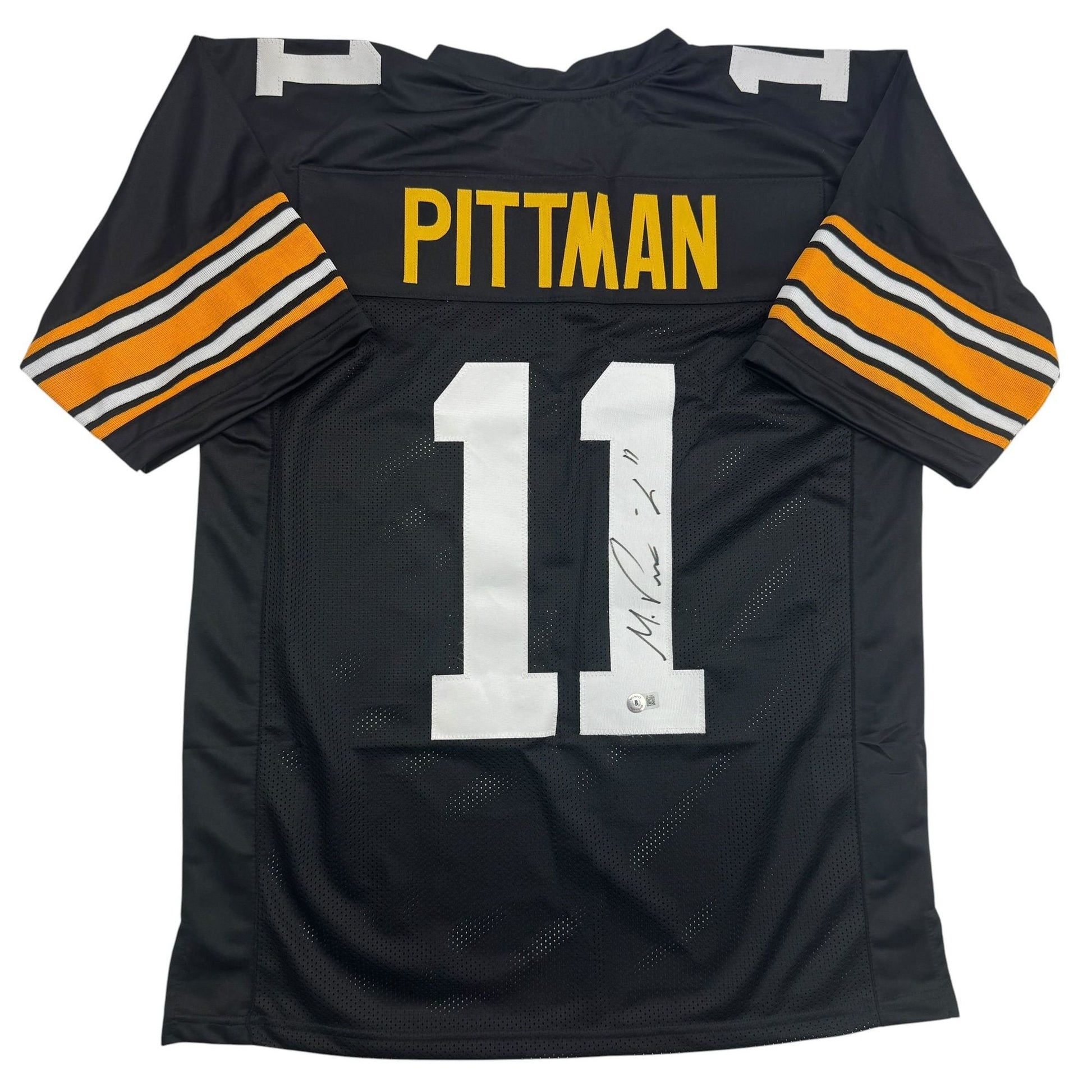 Autographed/Signed Michael Pittman Jr. Pittsburgh Black Football Jersey Beckett BAS COA