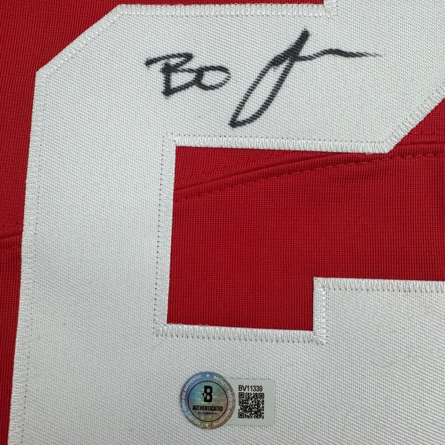 Autographed/Signed Bo Jackson Ohio State Red College Football Jersey Beckett BAS COA