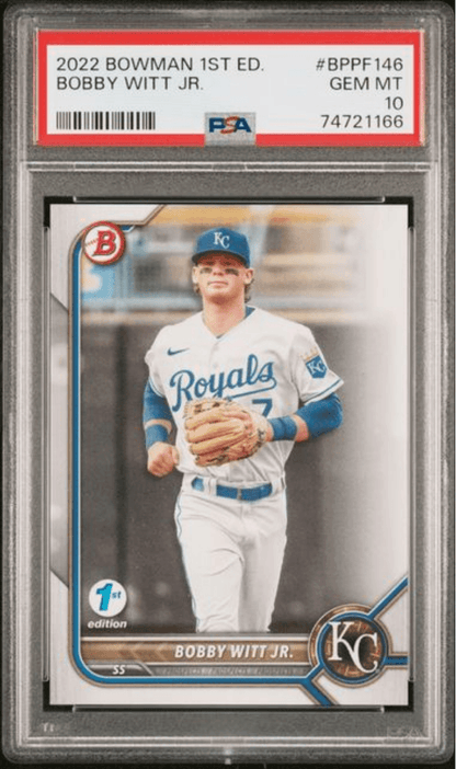 Graded 2022 Topps Bowman 1st Edition Bobby Witt Jr #BPPF146 Rookie RC Baseball Card PSA 10 Gem Mint