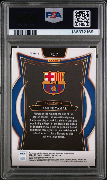 Graded 2024 Panini Select FIFA Lamine Yamal #7 Soccer Card PSA 10 Gem Mint