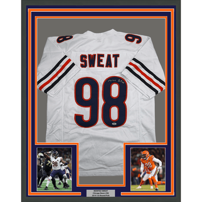 Framed Autographed/Signed Montez Sweat 35x39 Chicago White Football Jersey PSA/DNA COA