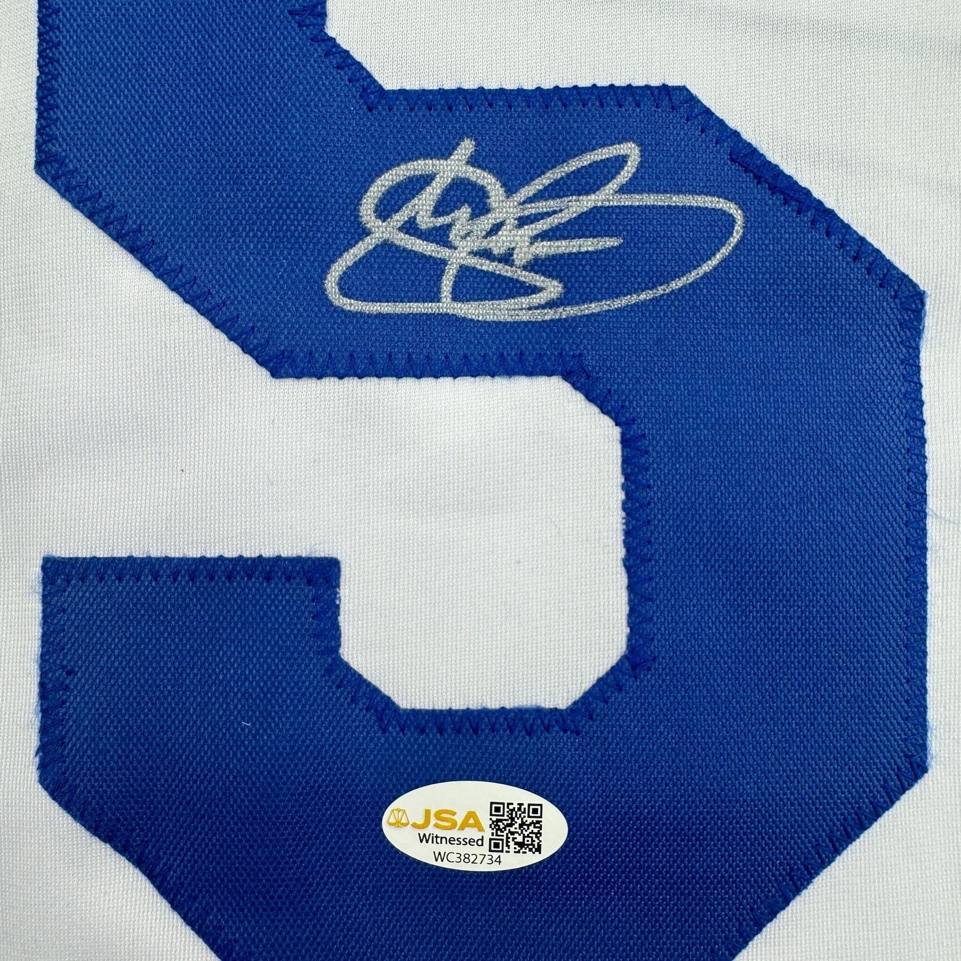 Autographed/Signed Shawn Green Los Angeles White Baseball Jersey JSA COA