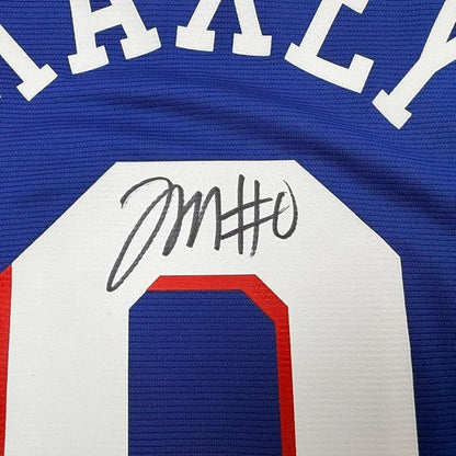 Framed Autographed/Signed Tyrese Maxey 35x39 Philadelphia 76ers Sixers Blue Authentic Basketball Jersey Fanatics COA