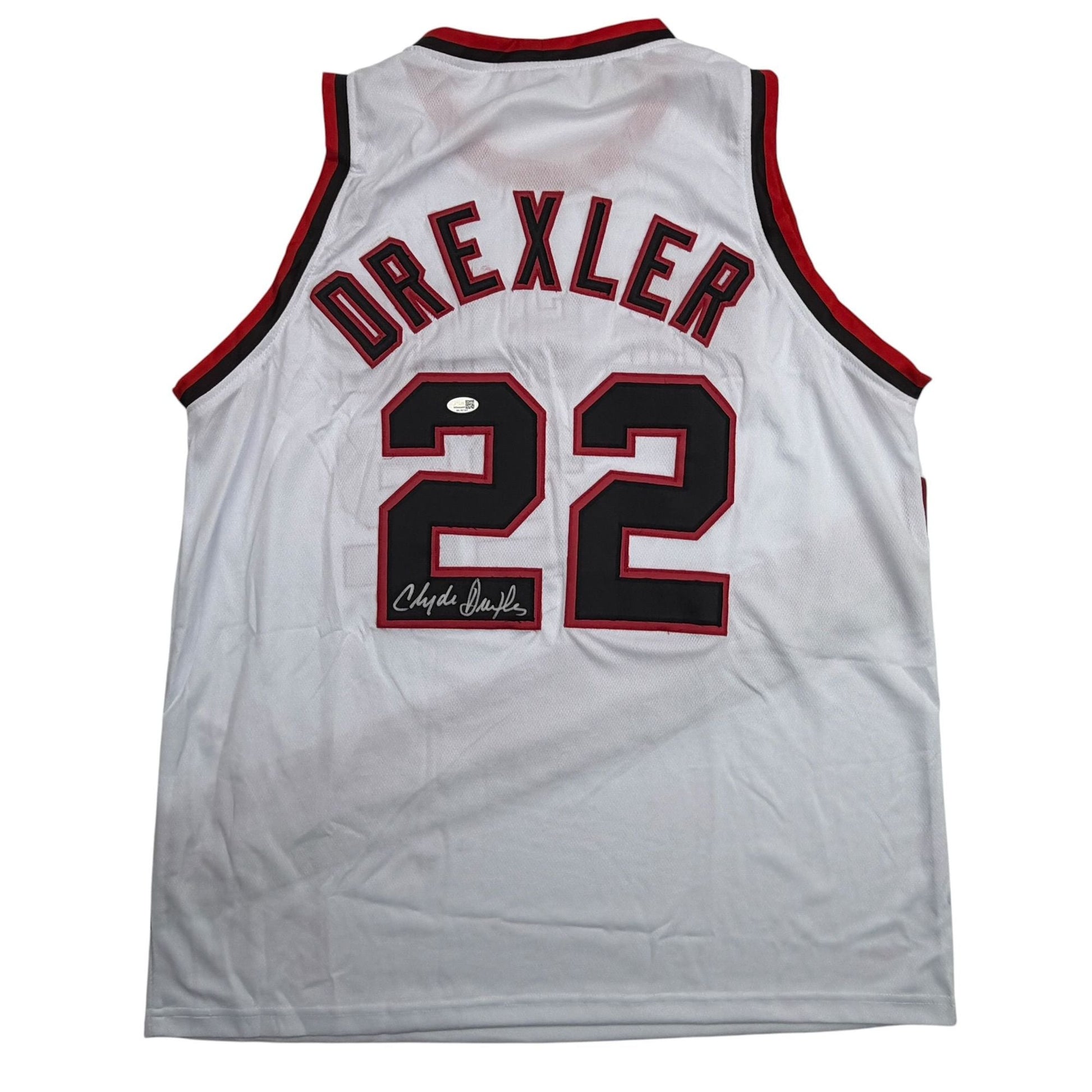 Autographed/Signed Clyde Drexler Portland White Basketball Jersey JSA COA