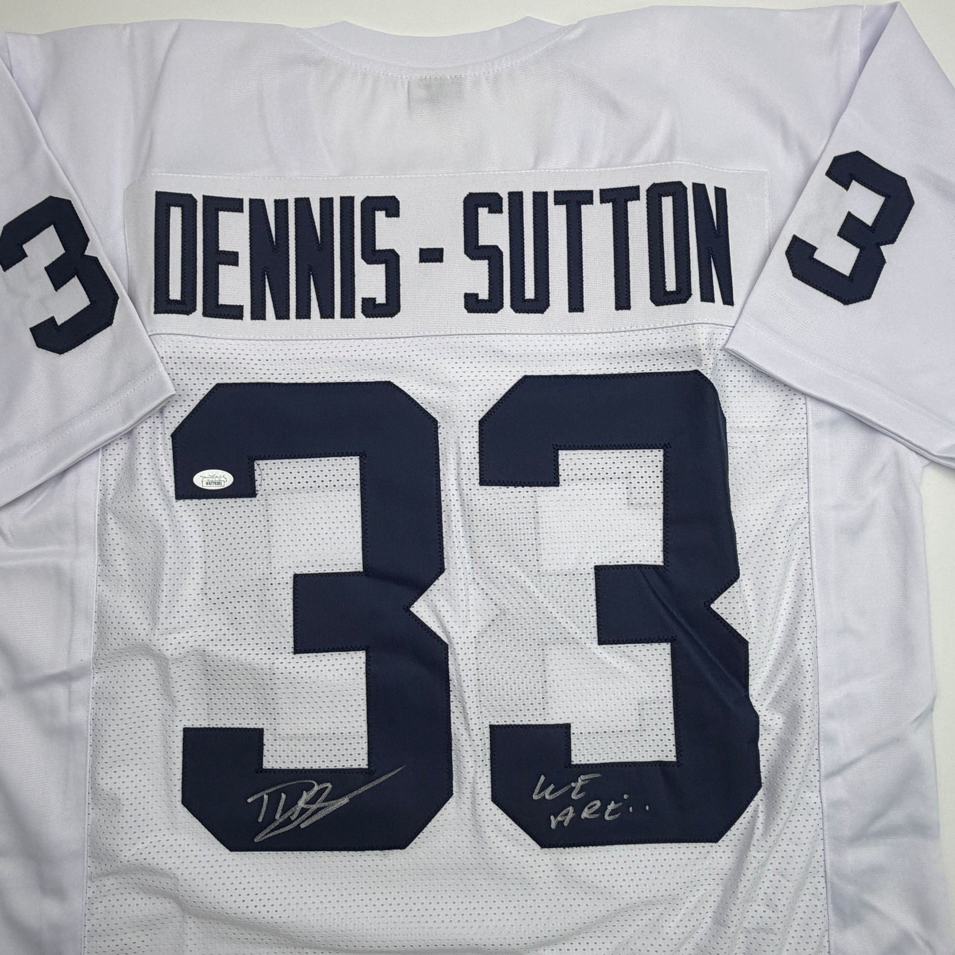 Autographed/Signed Dani Dennis-Sutton Penn State White College Football Jersey JSA COA