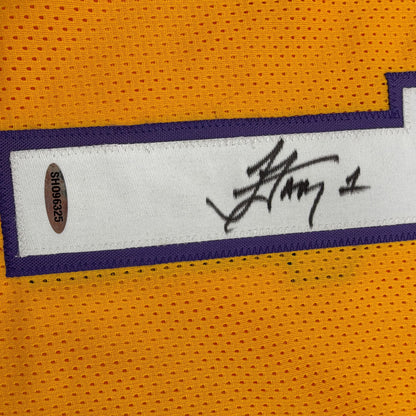 Autographed/Signed Jordan Farmar Los Angeles Yellow Basketball Jersey Upper Deck UDA COA
