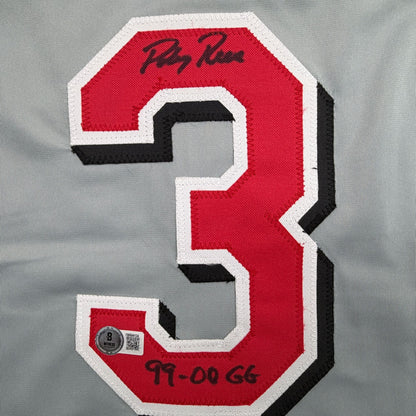 Autographed/Signed Pokey Reese Cincinnati Grey Baseball Jersey Beckett BAS COA