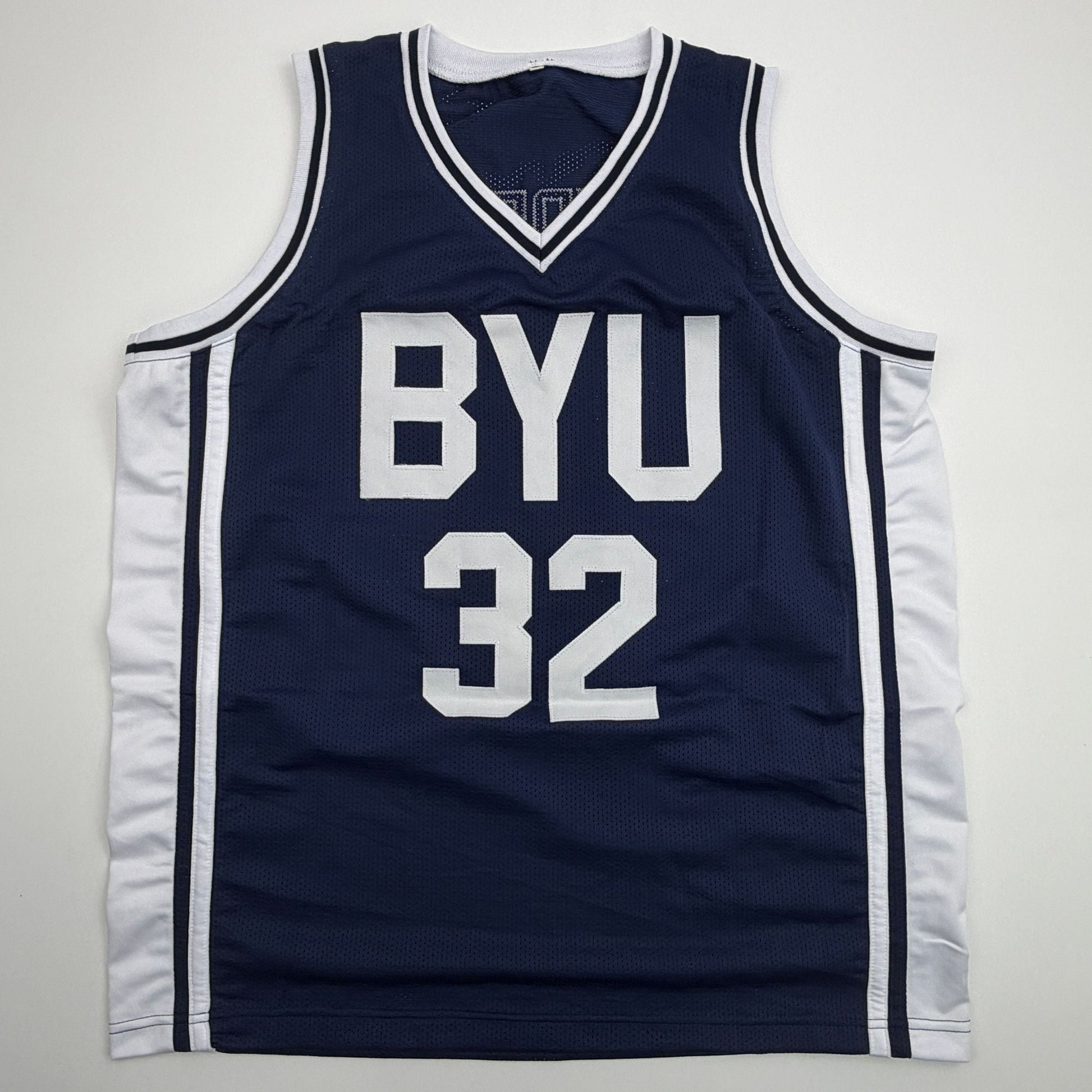 Autographed/Signed Jimmer Fredette BYU Blue College Basketball Jersey JSA COA