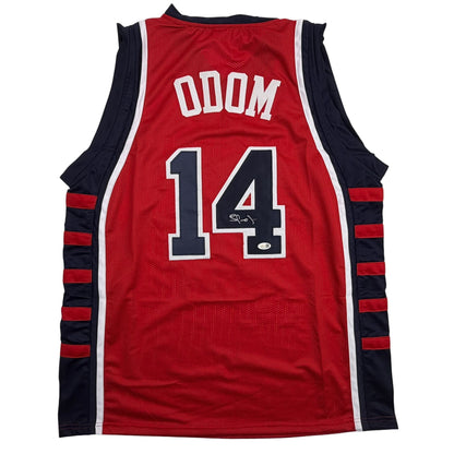 Autographed/Signed Lamar Odom United States USA Olympics Red Basketball Jersey JSA COA