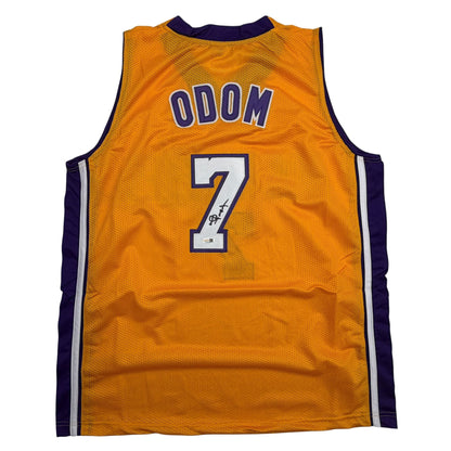 Autographed/Signed Lamar Odom Los Angeles Yellow Basketball Jersey JSA COA