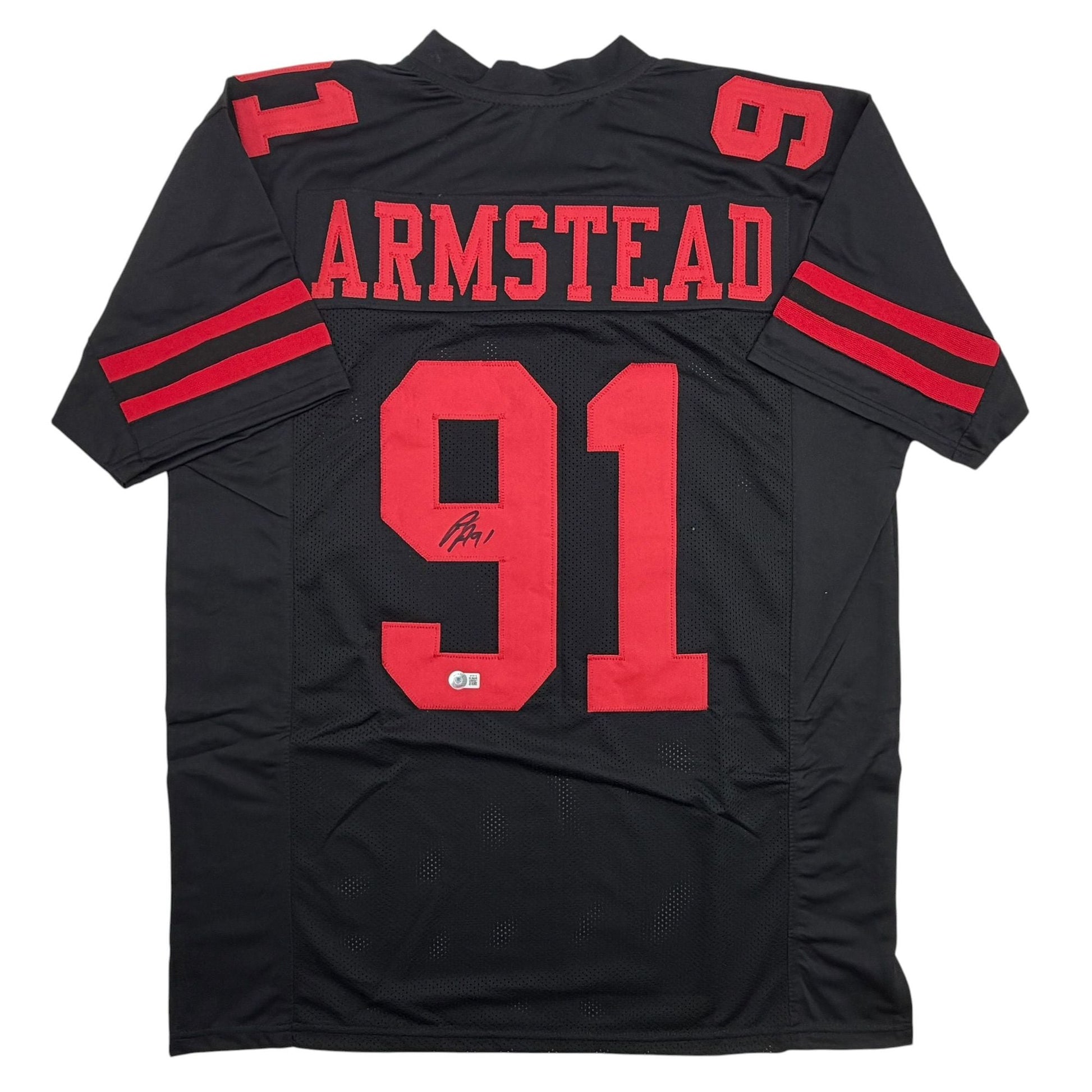 Autographed/Signed Arik Armstead San Francisco Black Football Jersey Beckett BAS COA