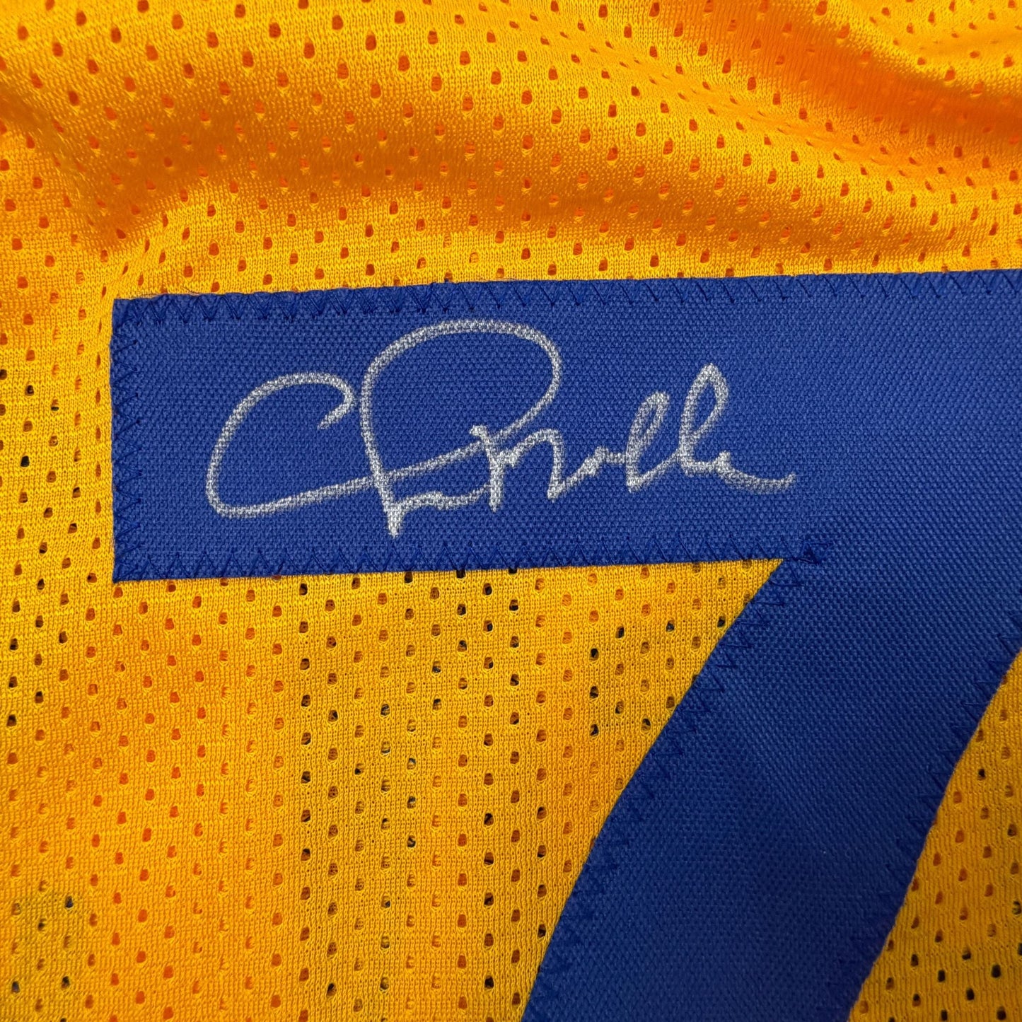 Autographed/Signed Chris Mullin Golden State Yellow Basketball Jersey Beckett BAS COA