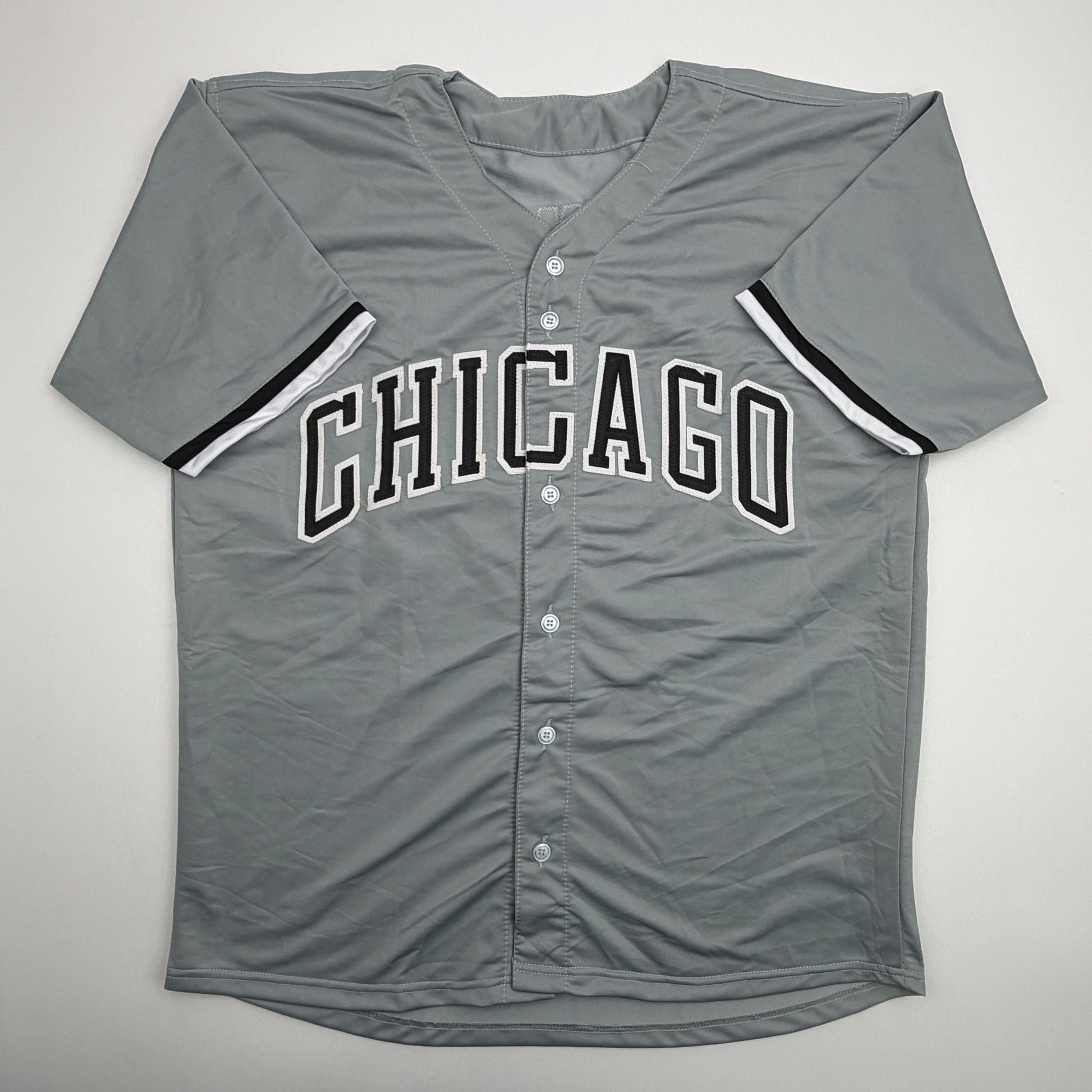 Autographed/Signed Sam Antonacci Chicago Grey Baseball Jersey Beckett BAS COA