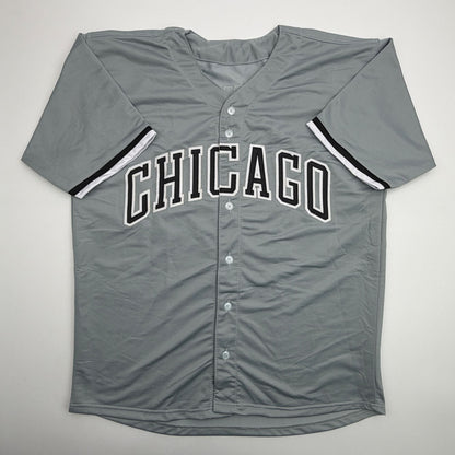 Autographed/Signed Sam Antonacci Chicago Grey Baseball Jersey Beckett BAS COA