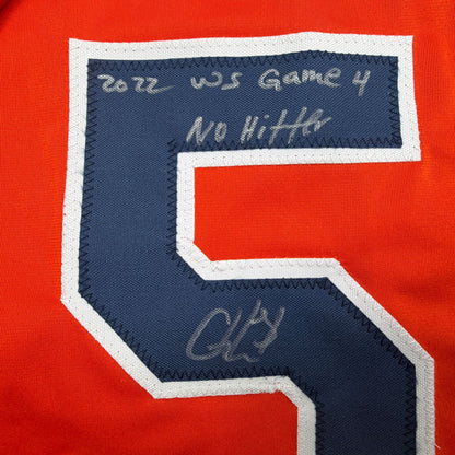 Autographed/Signed Cristian Javier Houston Orange Baseball Jersey Beckett BAS COA