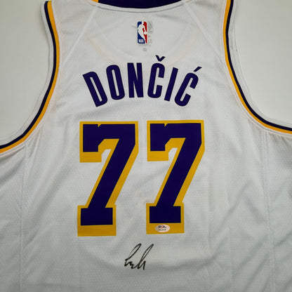 Autographed/Signed Luka Doncic Los Angeles Lakers White Authentic Basketball Jersey PSA/DNA COA