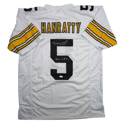 Autographed/Signed Terry Hanratty Pittsburgh White Football Jersey JSA COA