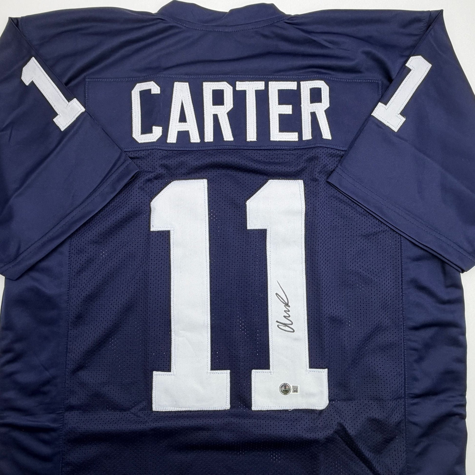 Autographed/Signed Abdul Carter Penn State Blue College Football Jersey Beckett BAS COA