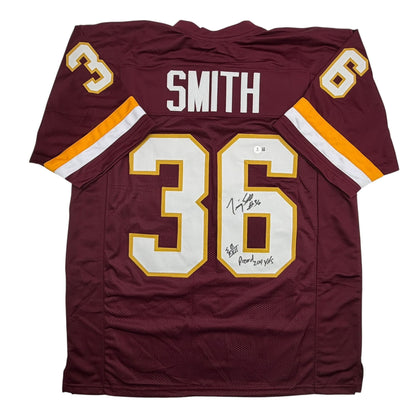 Autographed/Signed Timmy Smith Washington Maroon Football Jersey Beckett BAS COA